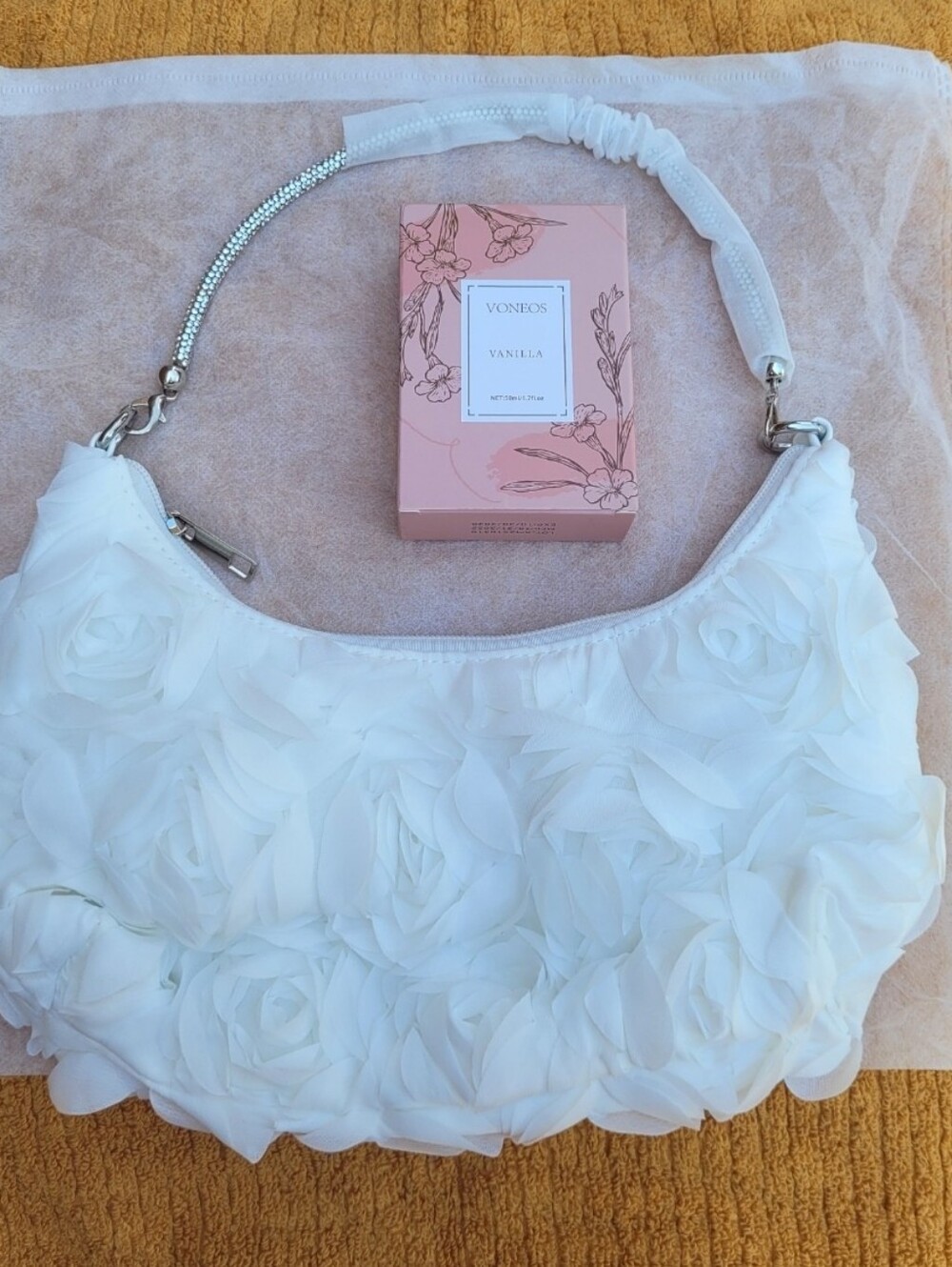 New! 2pc Elegant Floral Handbag With Vanilla Fragrance (See All Photos)